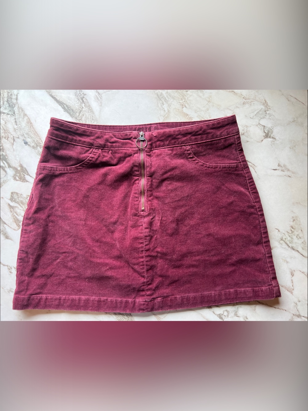 Justice Burgundy Corduroy Mini Skort with Zipper